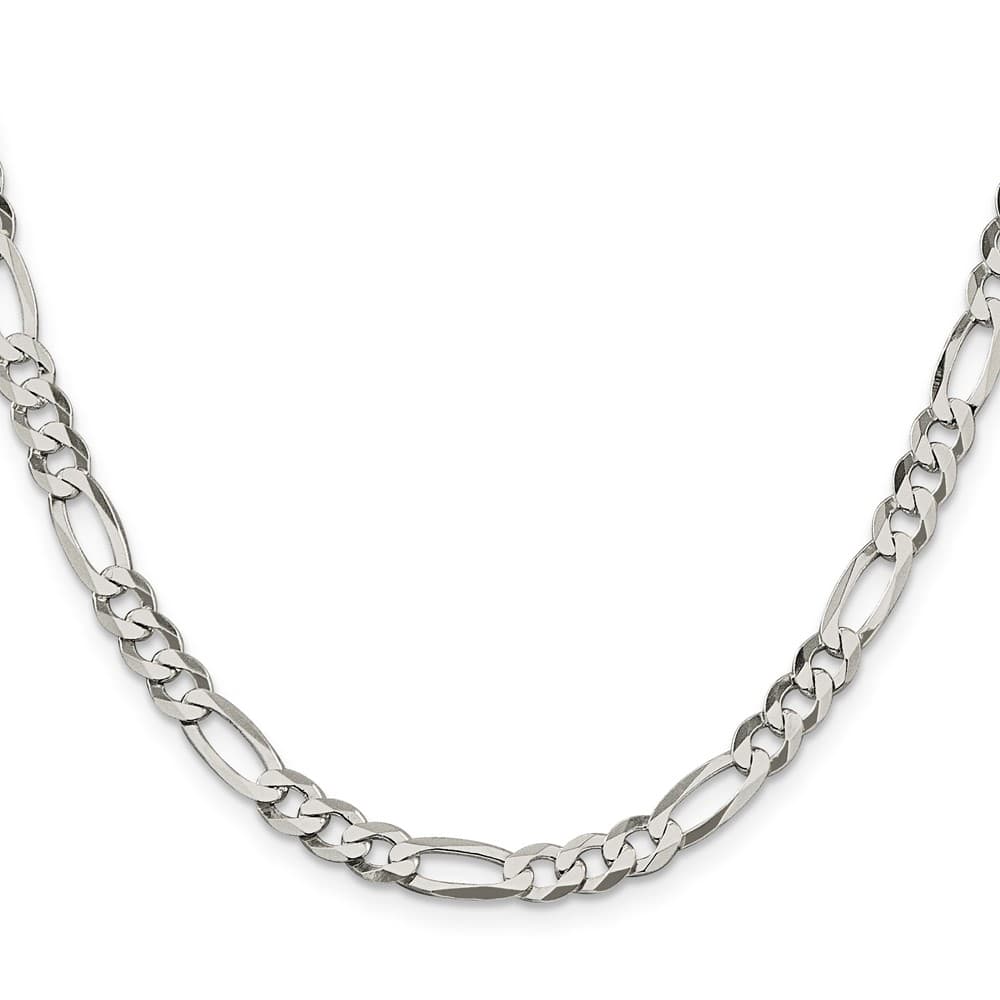 Sterling Silver 5.5mm Lightweight Flat Figaro Chain