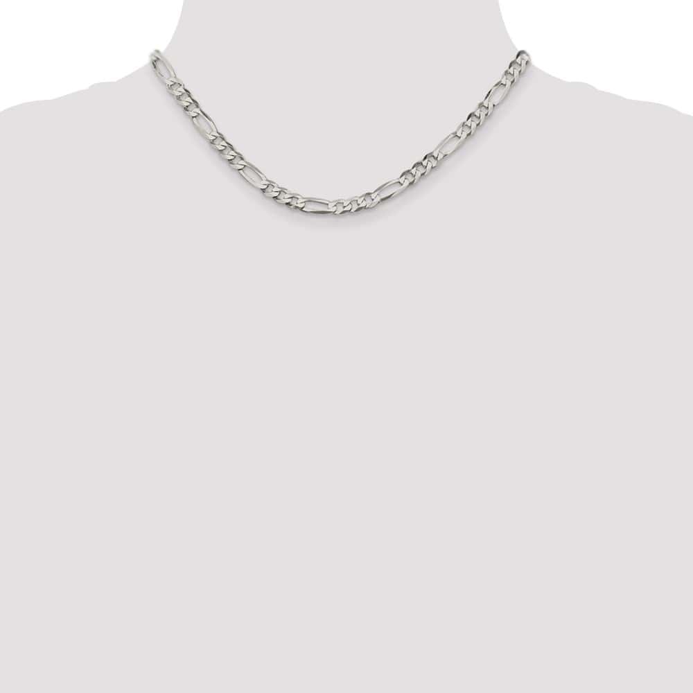 Sterling Silver 5.5mm Lightweight Flat Figaro Chain Size 16