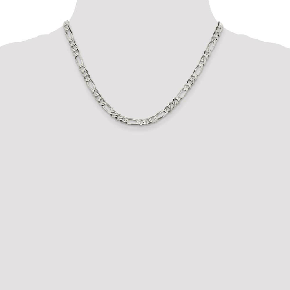Sterling Silver 5.5mm Lightweight Flat Figaro Chain Size 18