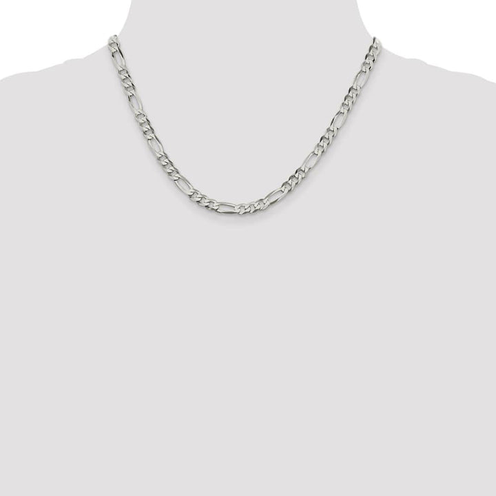 Sterling Silver 5.5mm Lightweight Flat Figaro Chain Size 18