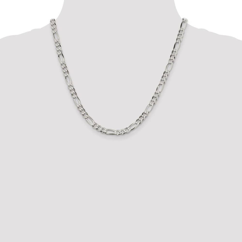 Sterling Silver 5.5mm Lightweight Flat Figaro Chain Size 20
