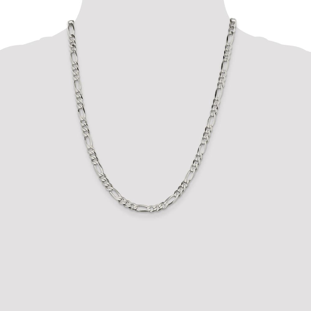 Sterling Silver 5.5mm Lightweight Flat Figaro Chain Size 22