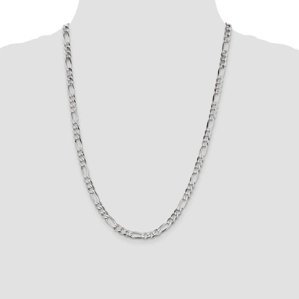 Sterling Silver 5.5mm Lightweight Flat Figaro Chain Size 24