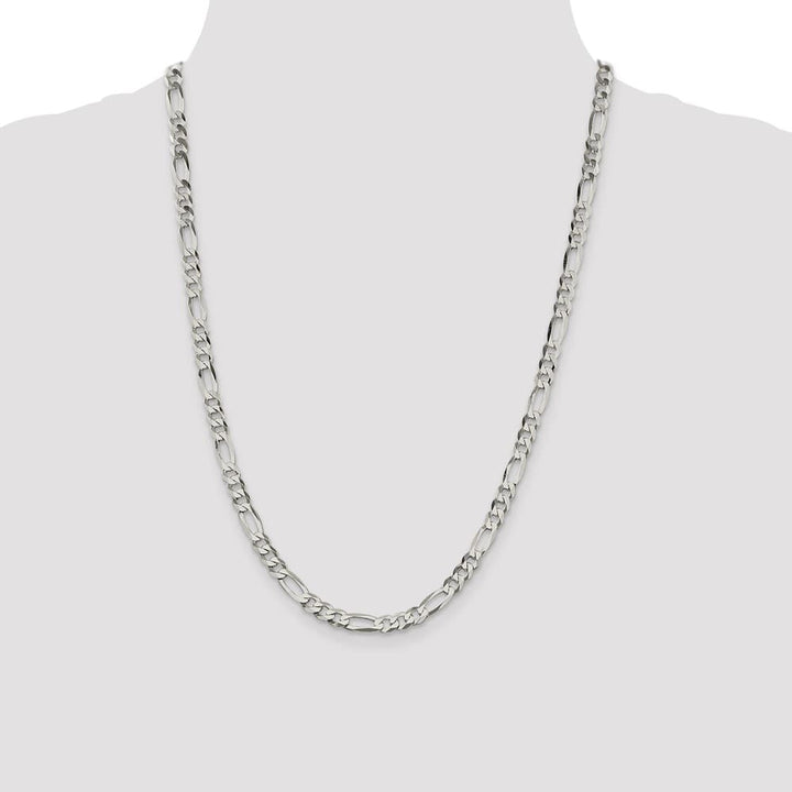 Sterling Silver 5.5mm Lightweight Flat Figaro Chain Size 24