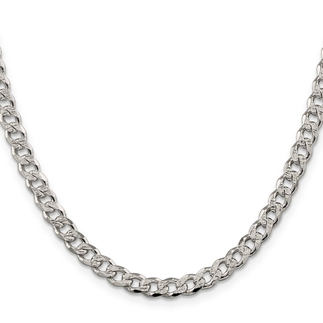 Sterling Silver 5.5mm Pavé Curb Chain 26 Inch