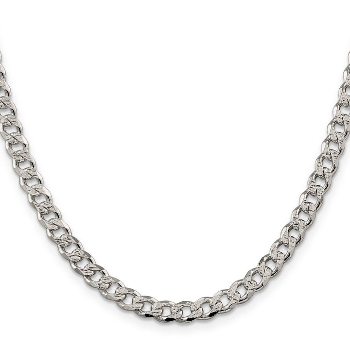 Sterling Silver 5.5mm Pavé Curb Chain 26 Inch