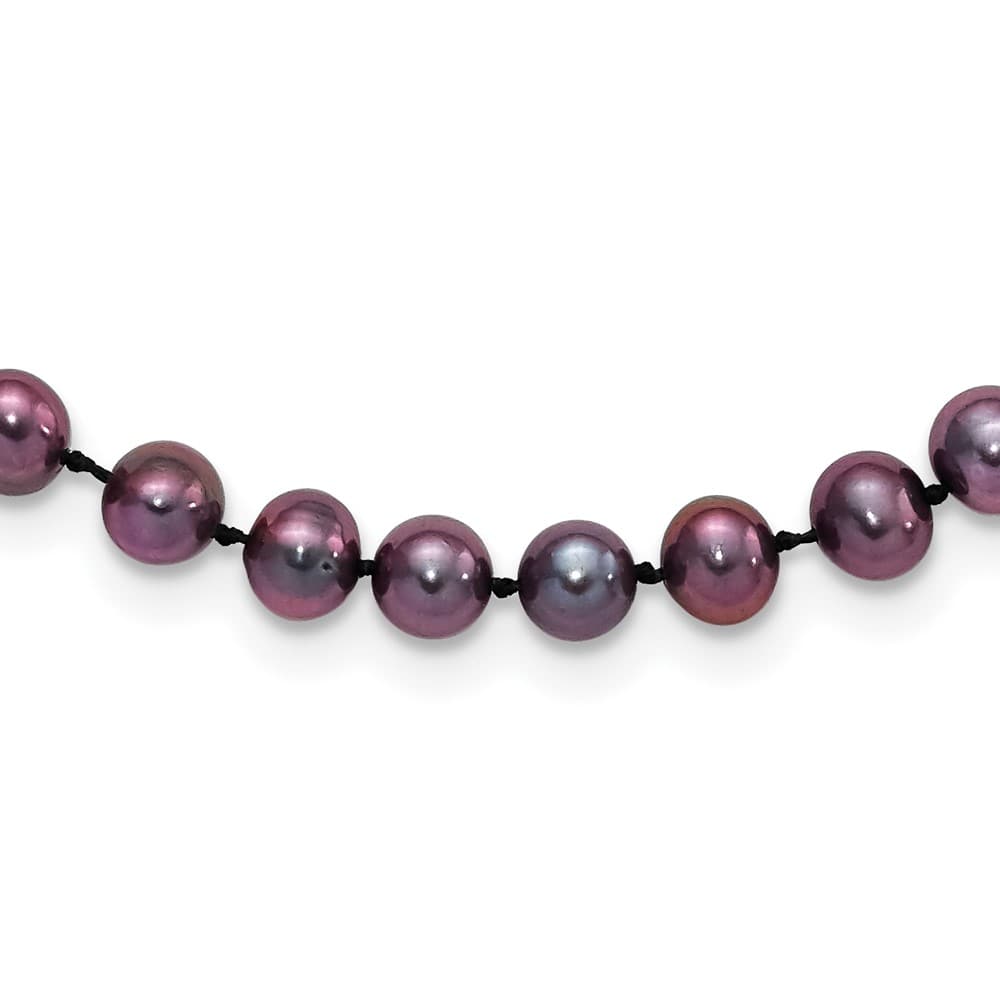 Sterling Silver 5-6mm Black Near-Round Cultured Pearl 18 inch Necklace
