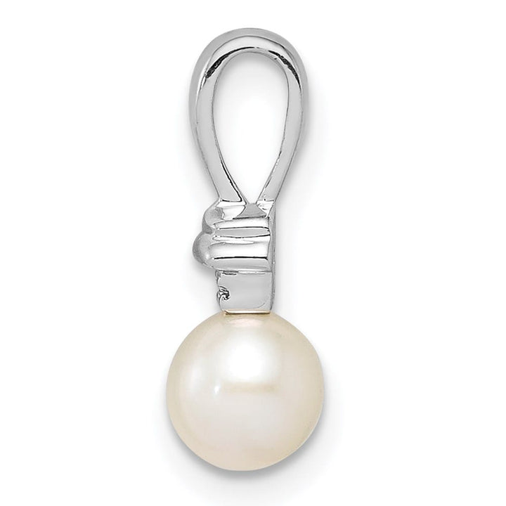Sterling Silver 5-6mm White Cultured Pearl and Diamond Pendant