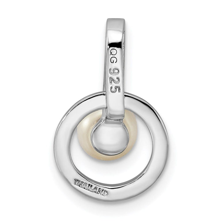 Sterling Silver 5-6mm White Freshwater Pearl and CZ Circle Chain Slide