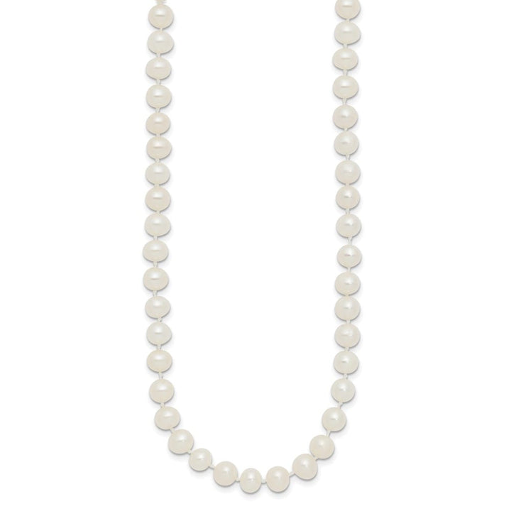 Sterling Silver 5-6mm White Near-Round Cultured Pearl 24 inch Necklace