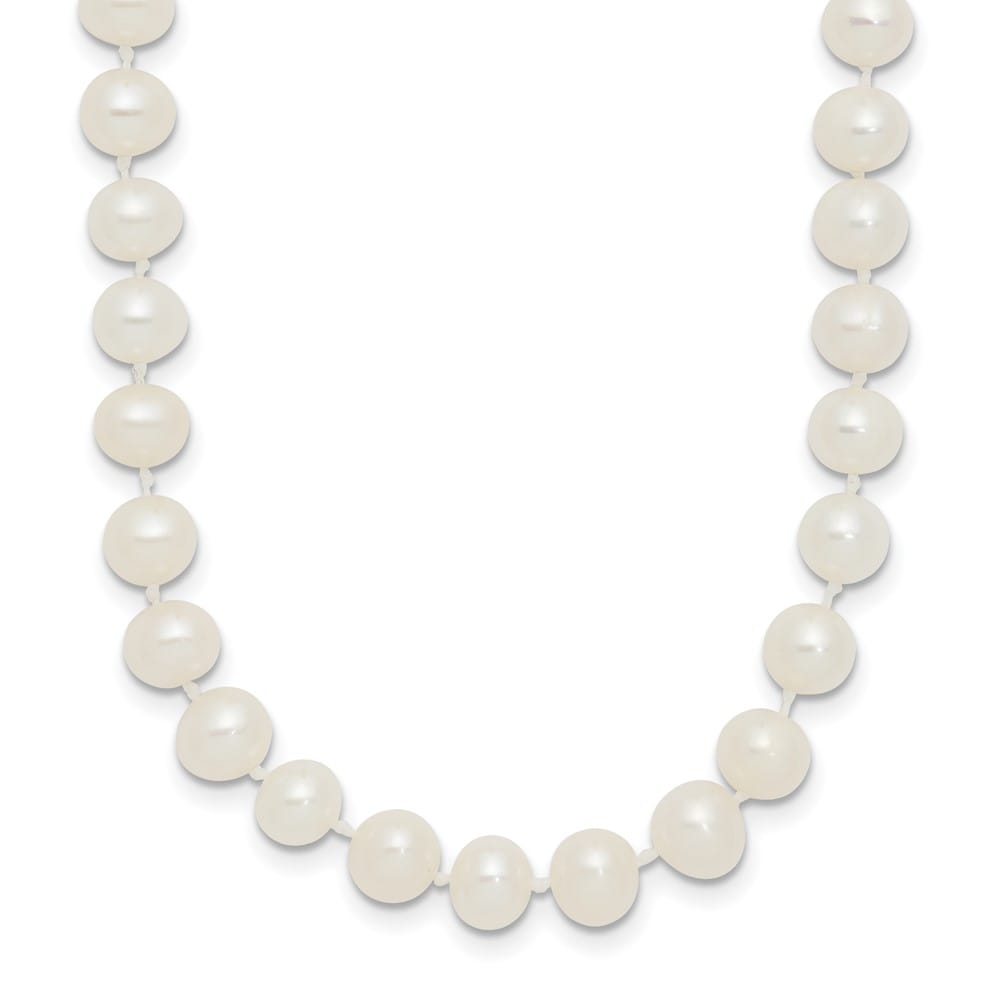 Sterling Silver 5-6mm White Near-Round Cultured Pearl 24 inch Necklace