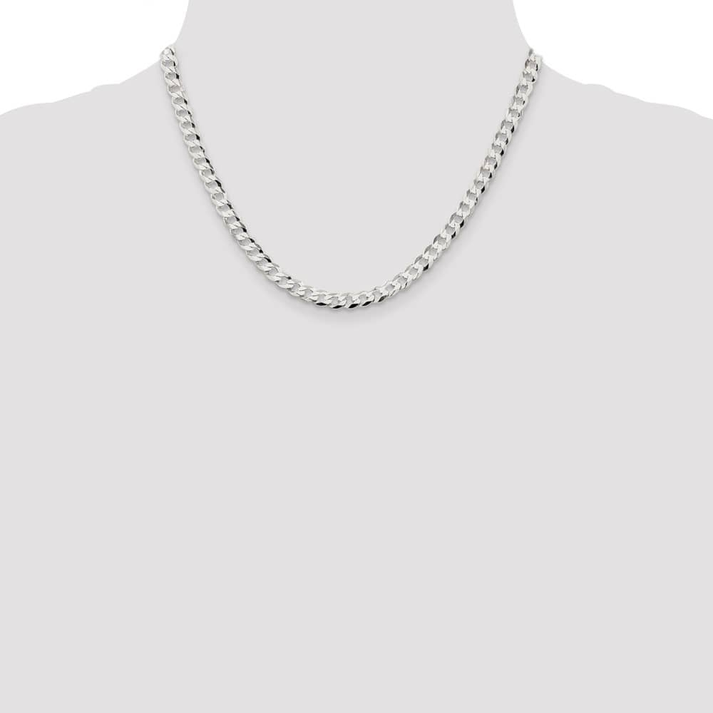 Sterling Silver 5.75mm Flat Curb Chain Size 18