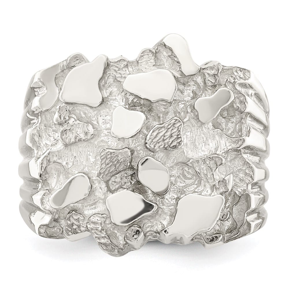 Sterling Silver 5 mm 10.35 g Nugget Men's Ring