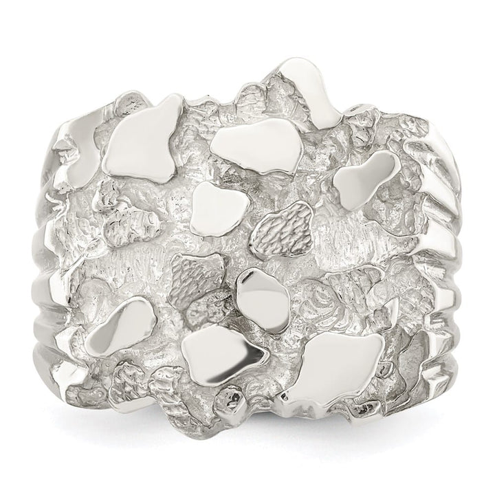 Sterling Silver 5 mm 10.35 g Nugget Men's Ring