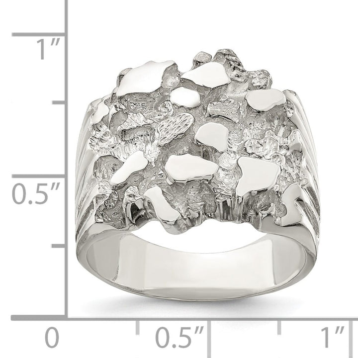 Sterling Silver 5 mm 10.35 g Nugget Men's Ring