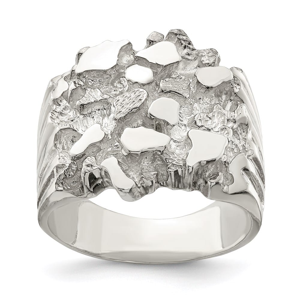 Sterling Silver 5 mm 10.35 g Nugget Men's Ring