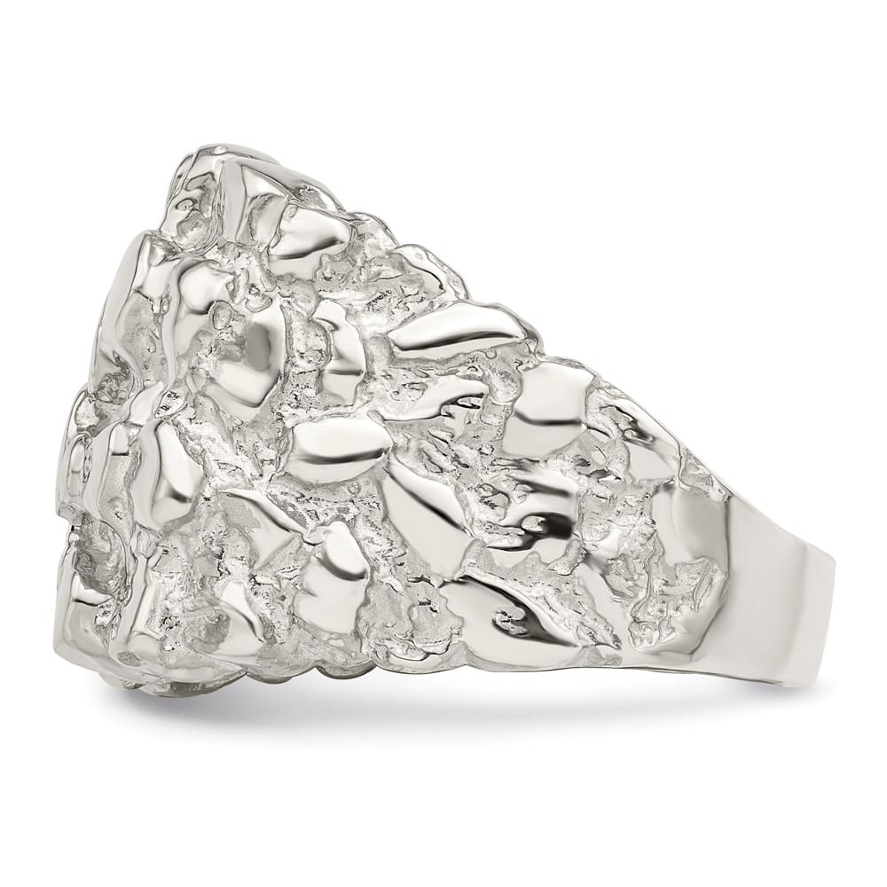 Sterling Silver 5 mm 13.32 g Nugget Men's Ring