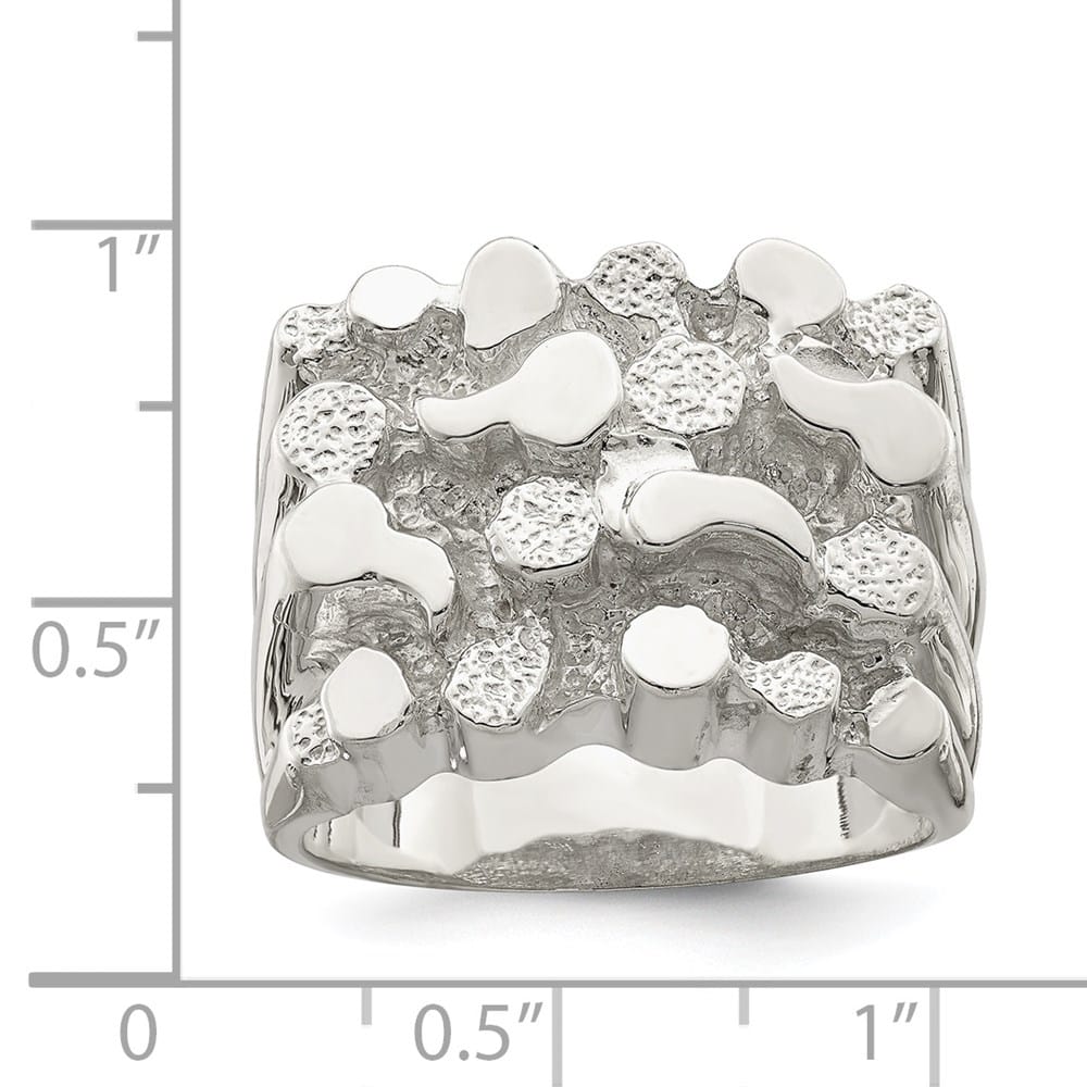 Sterling Silver 5 mm 13.32 g Nugget Men's Ring