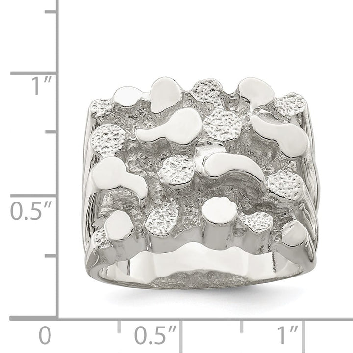 Sterling Silver 5 mm 13.32 g Nugget Men's Ring