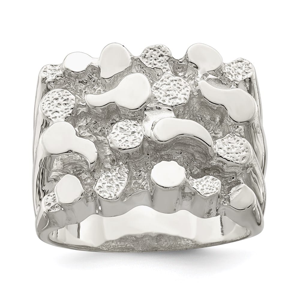 Sterling Silver 5 mm 13.32 g Nugget Men's Ring