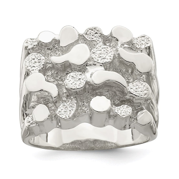 Sterling Silver 5 mm 13.32 g Nugget Men's Ring