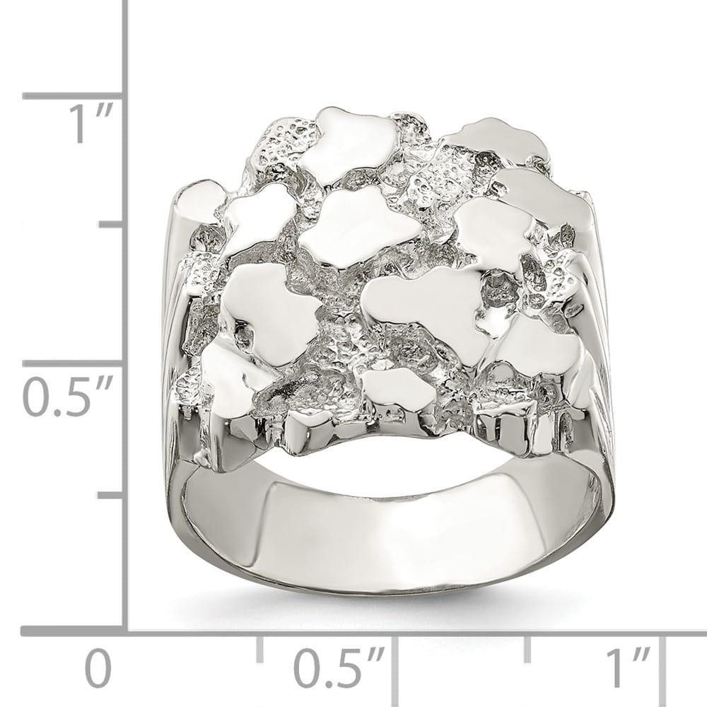 Sterling Silver 5 mm 9.27 g Nugget Men's Ring