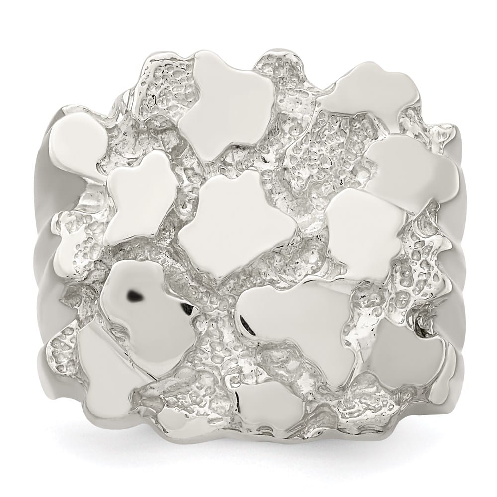 Sterling Silver 5 mm 9.98 g Nugget Men's Ring
