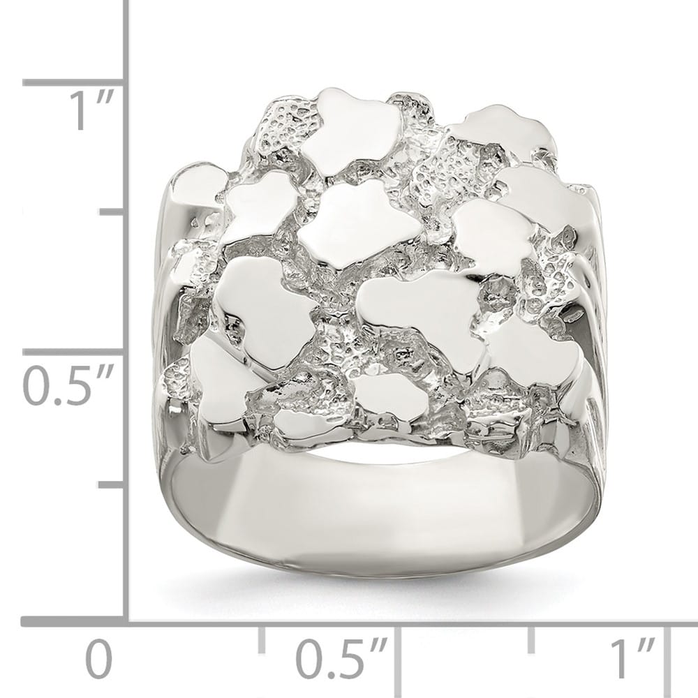 Sterling Silver 5 mm 9.98 g Nugget Men's Ring