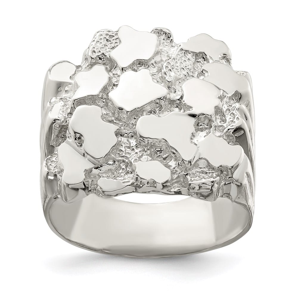 Sterling Silver 5 mm 9.98 g Nugget Men's Ring
