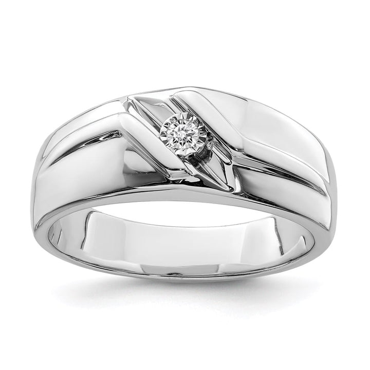 Sterling Silver 5 mm Diamond Men's Ring