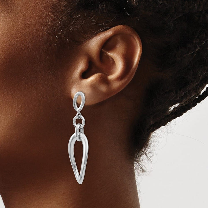 Sterling Silver 50mm Polished Post Dangle Earrings