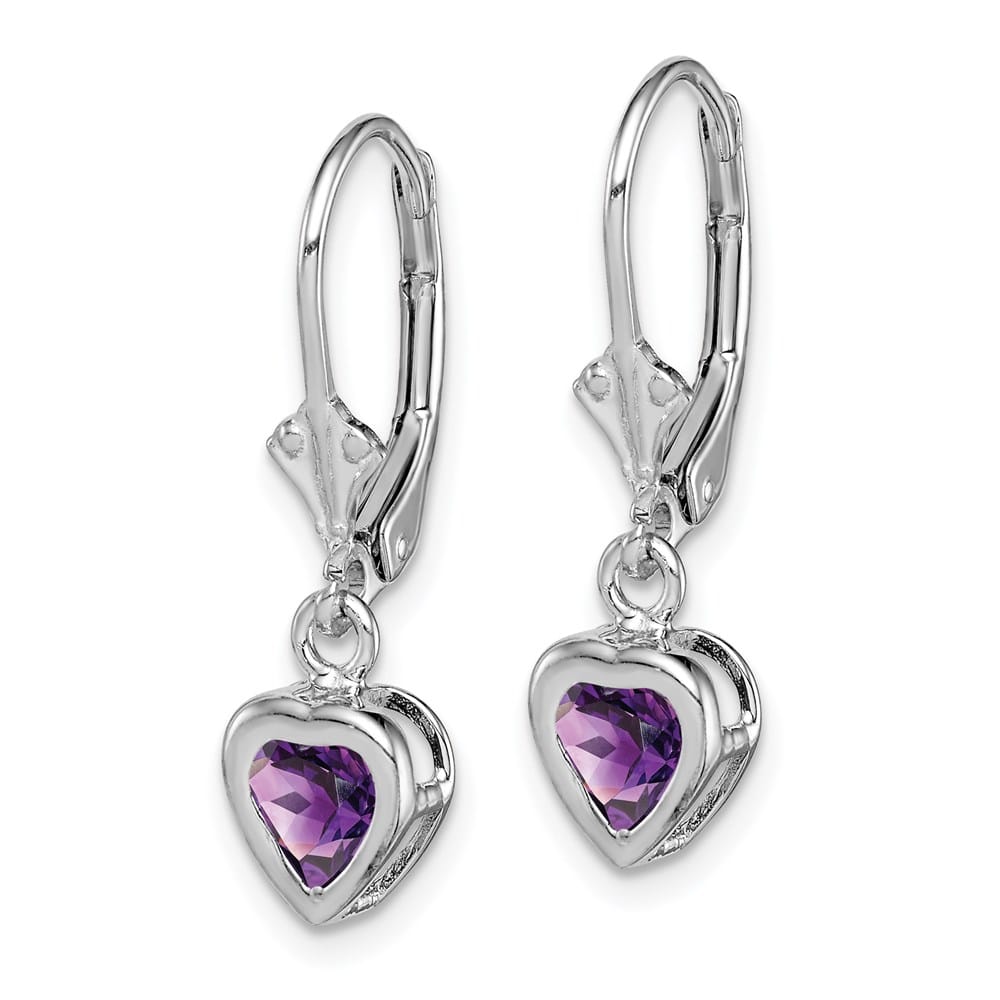 Sterling Silver 5mm Heart Leverback Earrings, view 2 of 20
