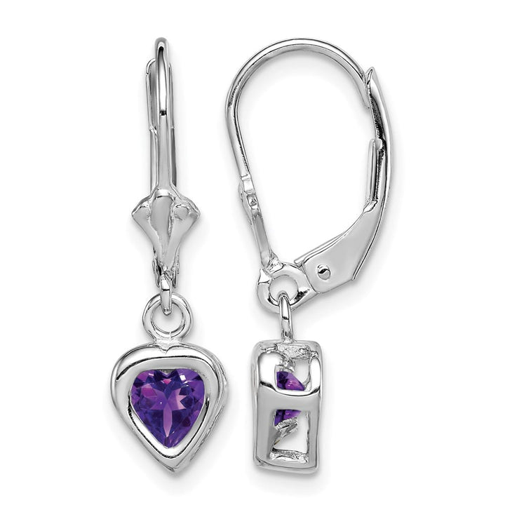 Sterling Silver 5mm Heart Leverback Earrings, view 1 of 20