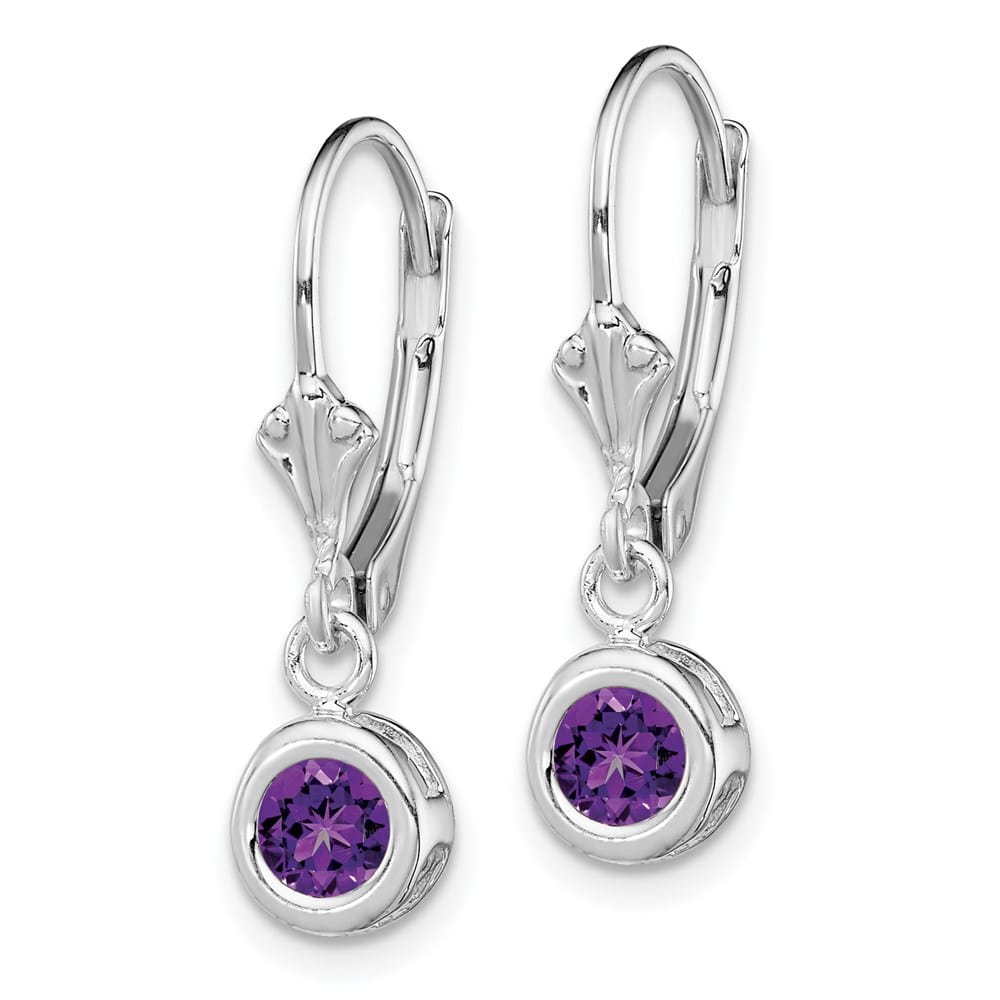 Sterling Silver 5mm Round Leverback Earrings, view 2 of 16