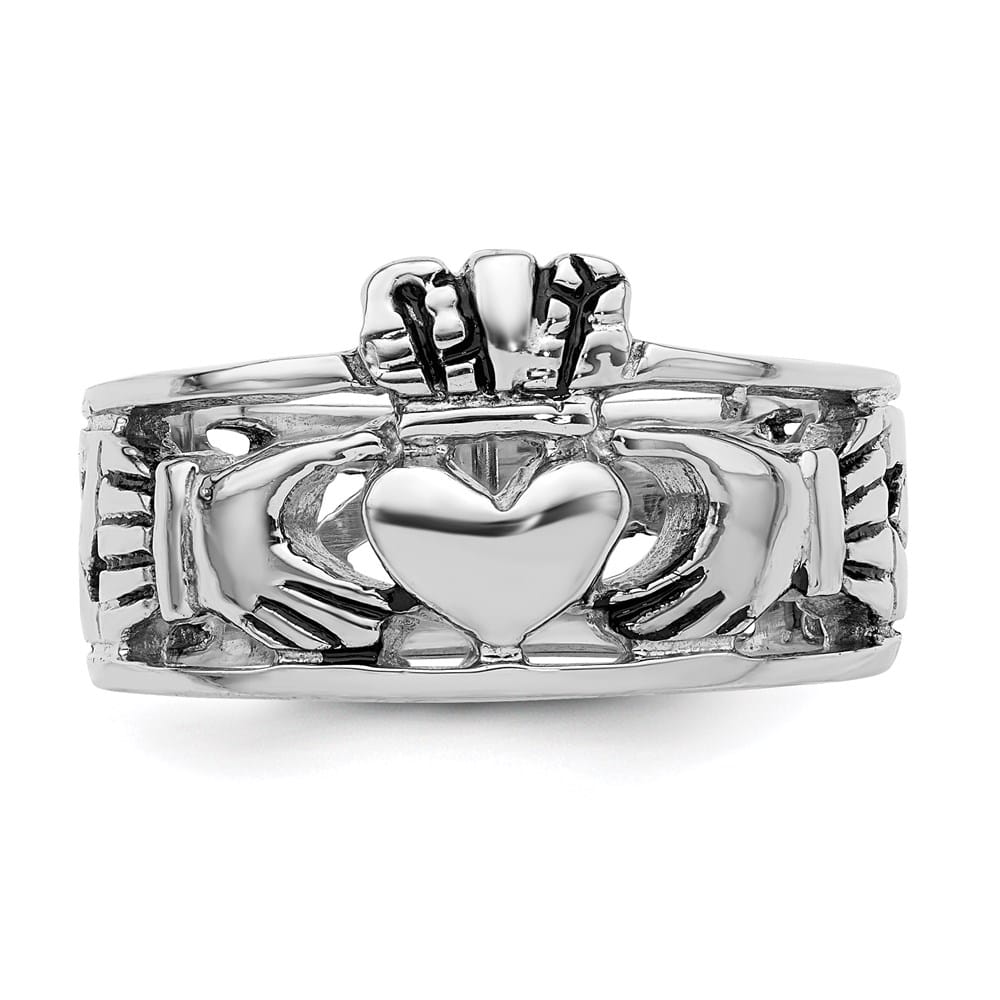 Sterling Silver 6.1 mm Antiqued Claddagh Ring