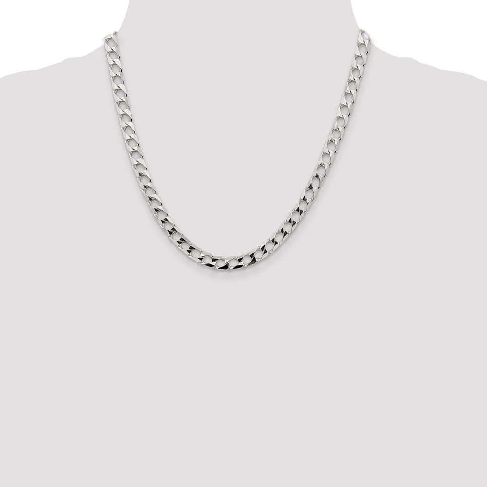 Sterling Silver 6.25mm D.C. Square Curb Chain Size 20