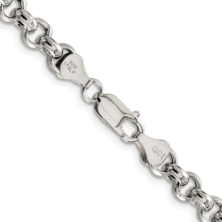 Sterling Silver 6.5mm Semi-solid Rolo Chain