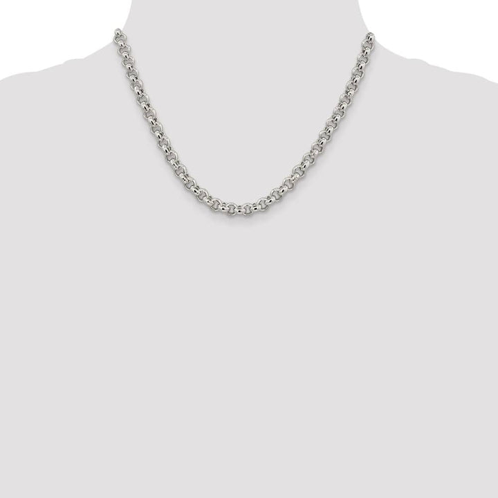 Sterling Silver 6.5mm Semi-solid Rolo Chain Size 18