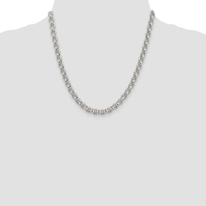 Sterling Silver 6.5mm Semi-solid Rolo Chain Size 20
