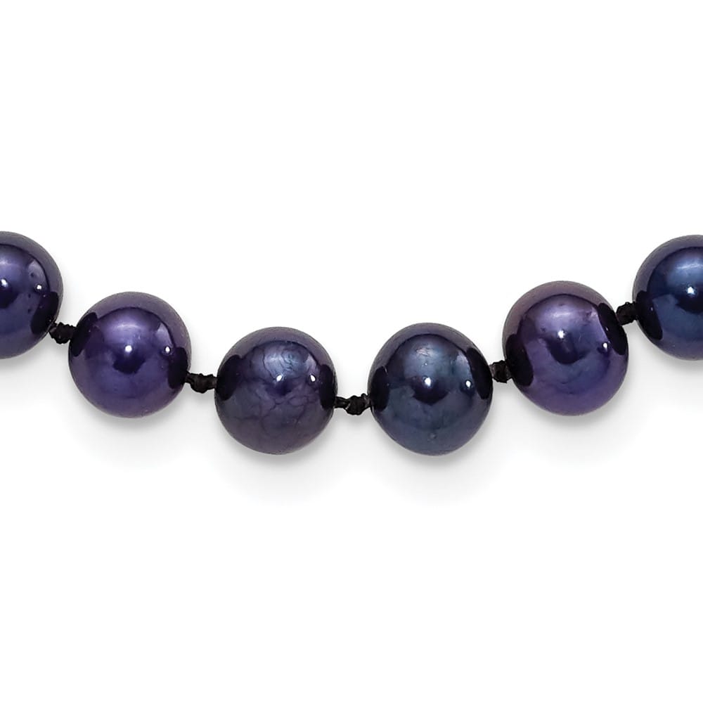 Sterling Silver 6-7mm Black Near-Round Cultured Pearl 24 inch Necklace