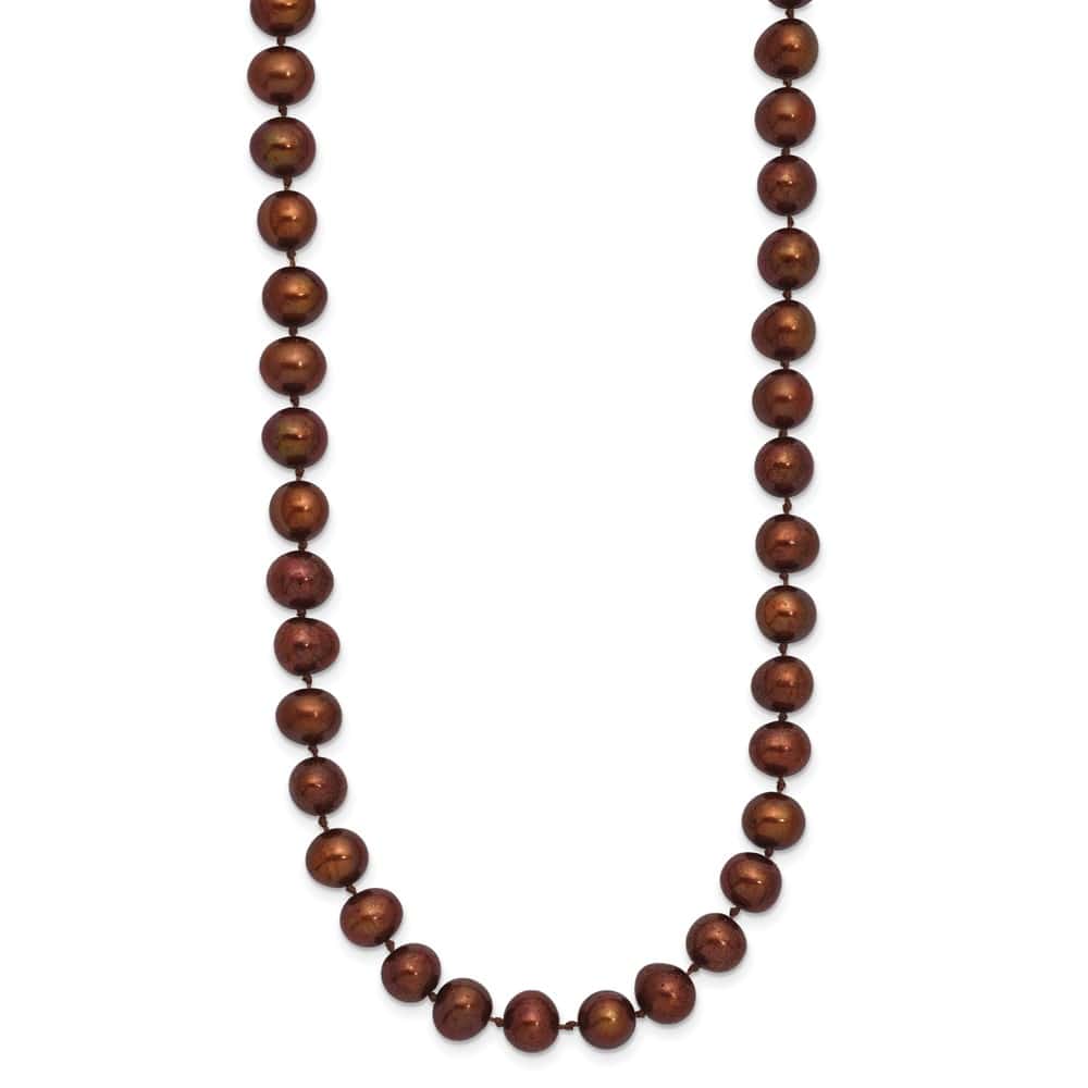 Sterling Silver 6-7mm Brown Near-Round Cultured Pearl 24 inch Necklace