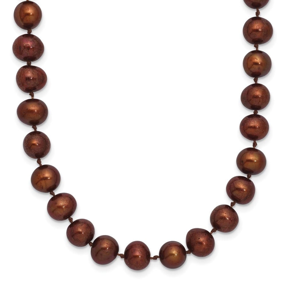 Sterling Silver 6-7mm Brown Near-Round Cultured Pearl 24 inch Necklace