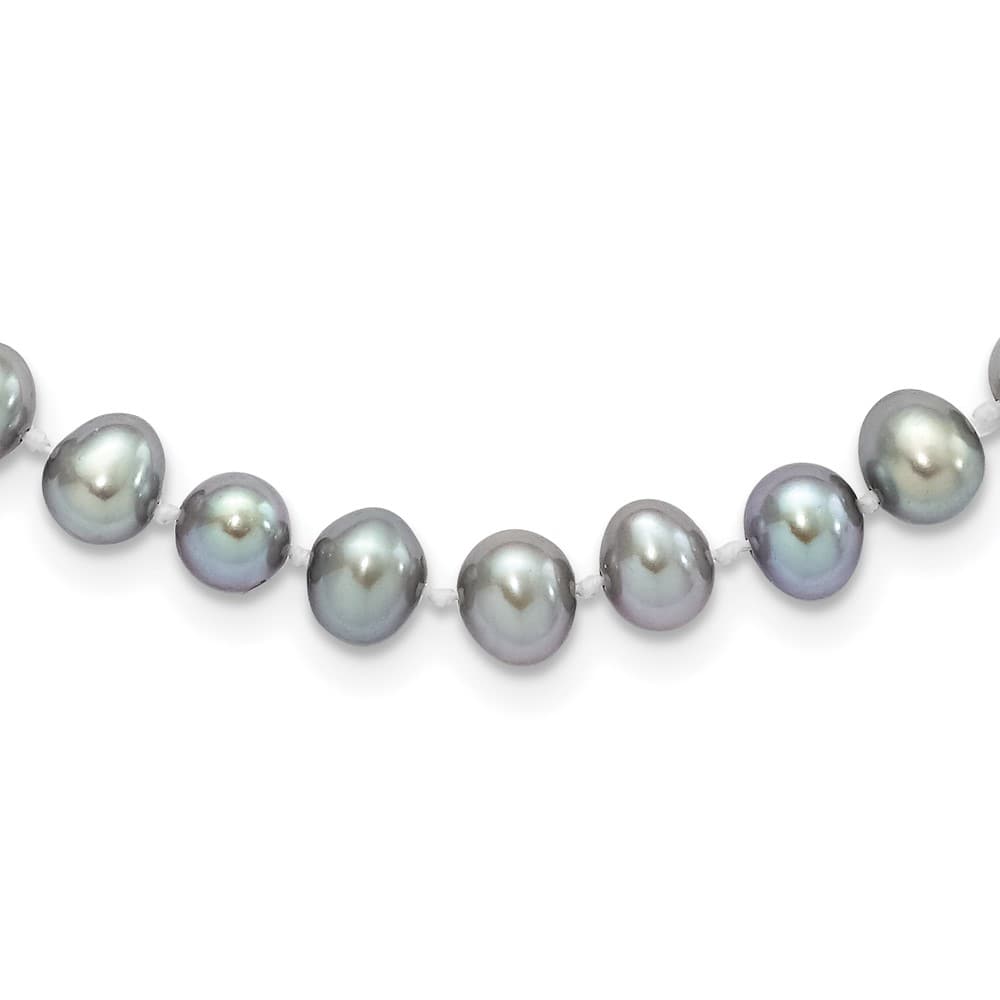 Sterling Silver 6-7mm Gray Near-Round Cultured Pearl 24 inch Necklace