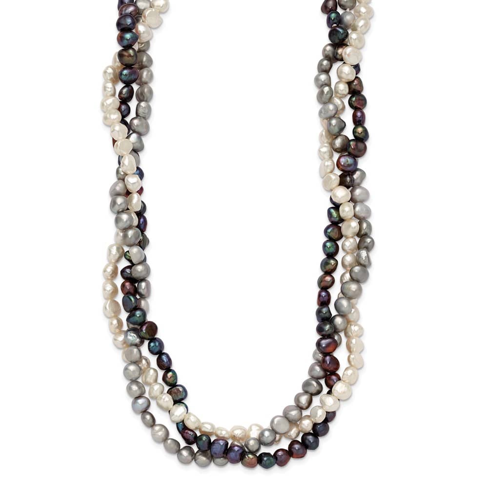 Sterling Silver 6-7mm Multi-Color Cultured Pearl 17 inch Necklace