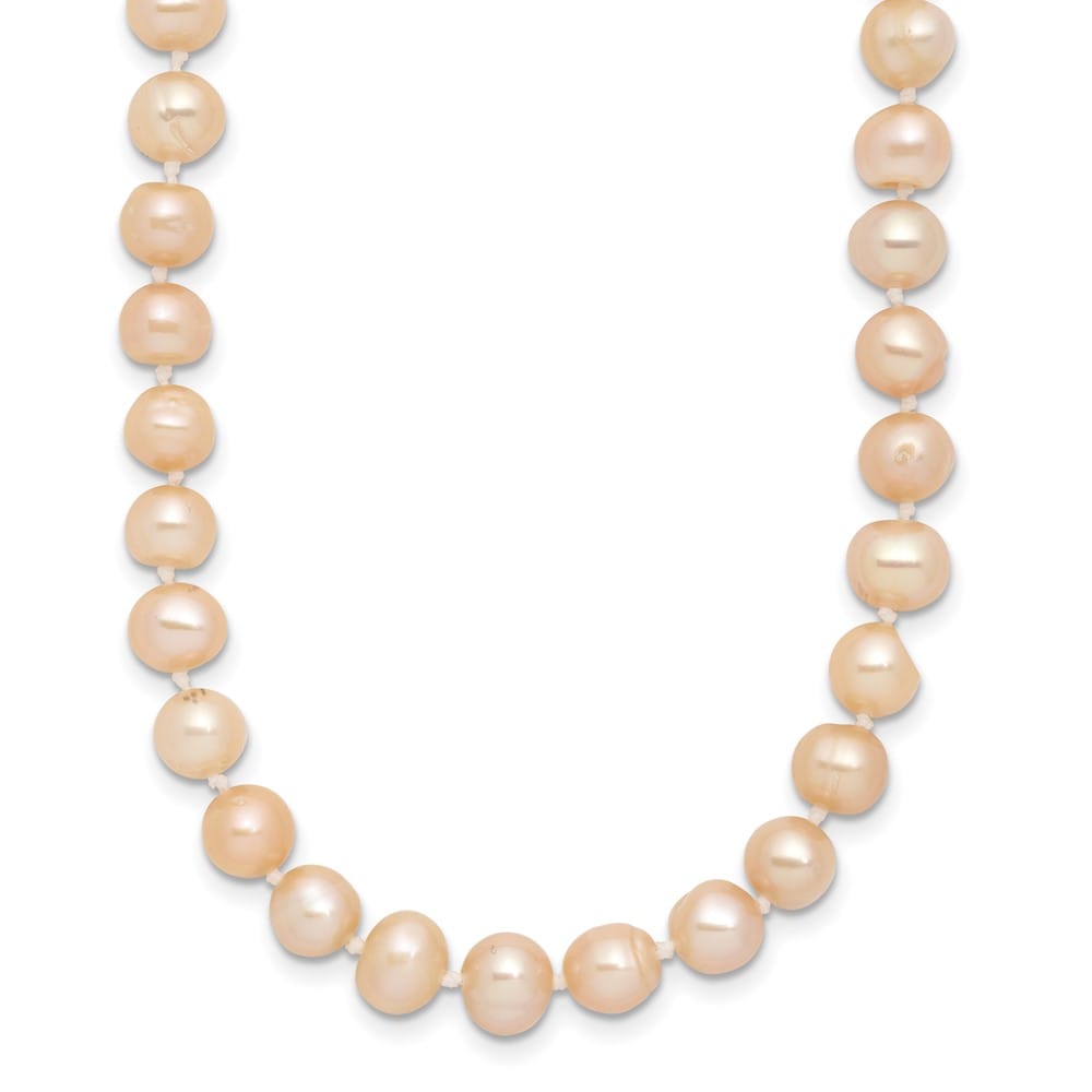 Sterling Silver 6-7mm Pink Round Cultured Pearl 6-7mm 18 inch Necklace