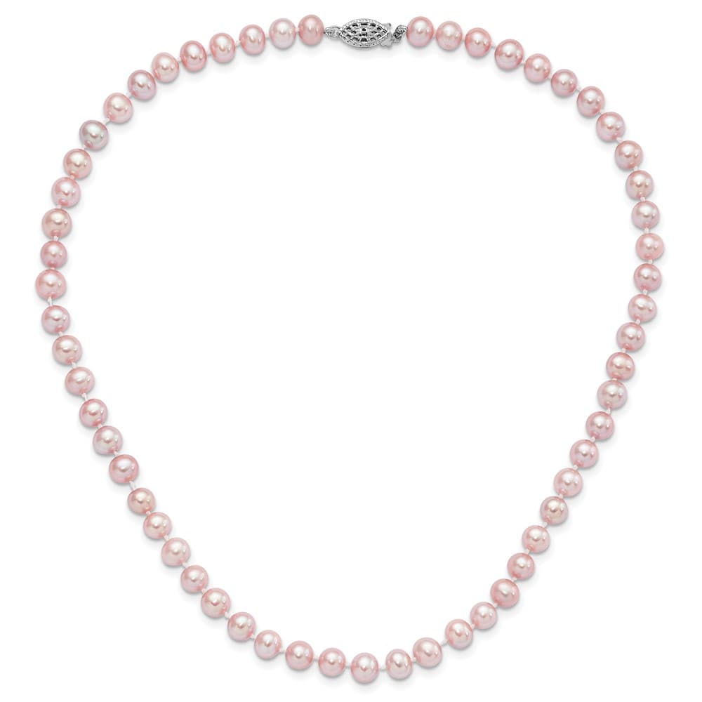 Sterling Silver 6-7mm Purple Round Cultured Pearl 16 inch Necklace