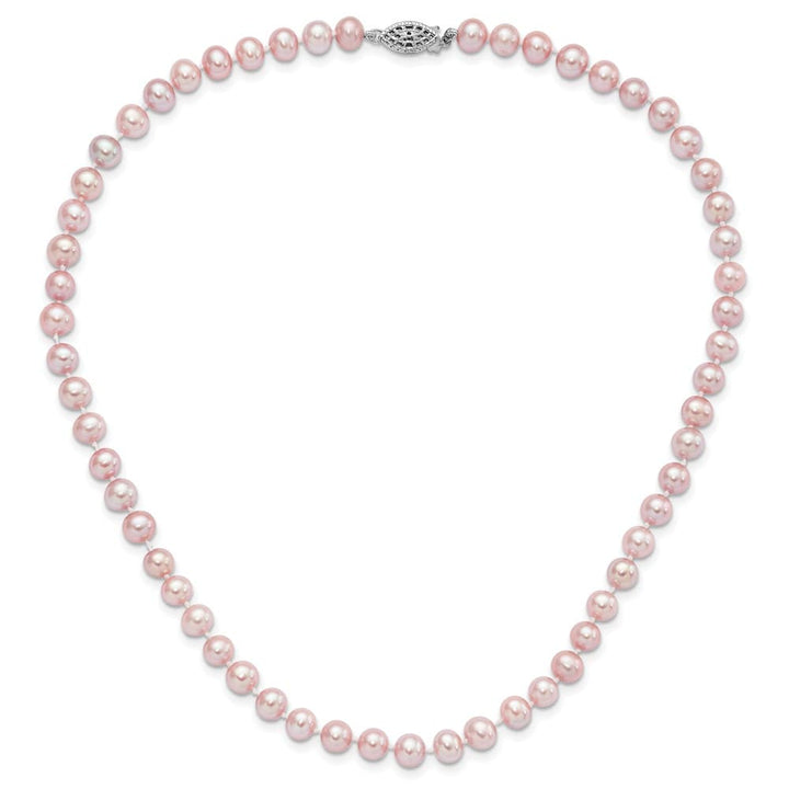 Sterling Silver 6-7mm Purple Round Cultured Pearl 16 inch Necklace