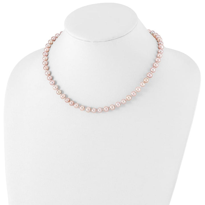 Sterling Silver 6-7mm Purple Round Cultured Pearl 16 inch Necklace