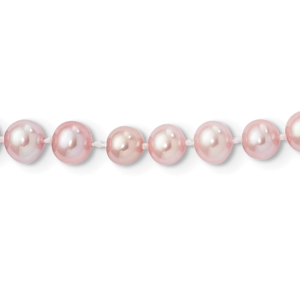 Sterling Silver 6-7mm Purple Round Cultured Pearl 16 inch Necklace