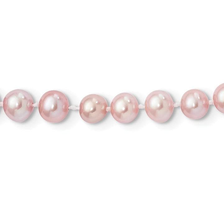 Sterling Silver 6-7mm Purple Round Cultured Pearl 16 inch Necklace
